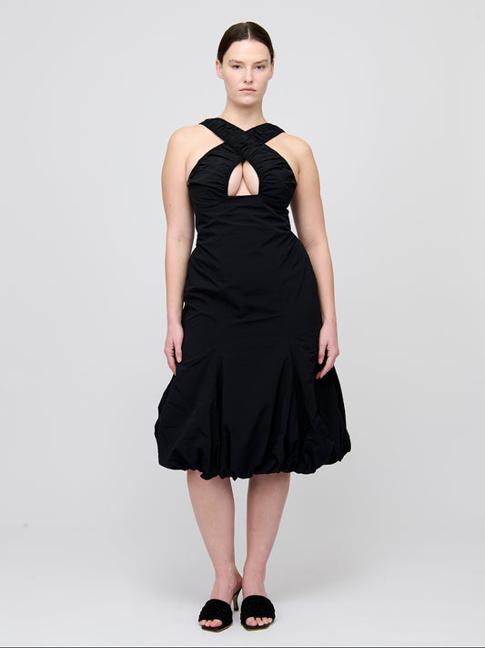 Puff Midi Criss-Cross Dress