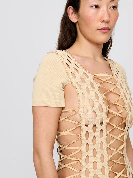 Squiggle Knit Crystal Mini Dress
