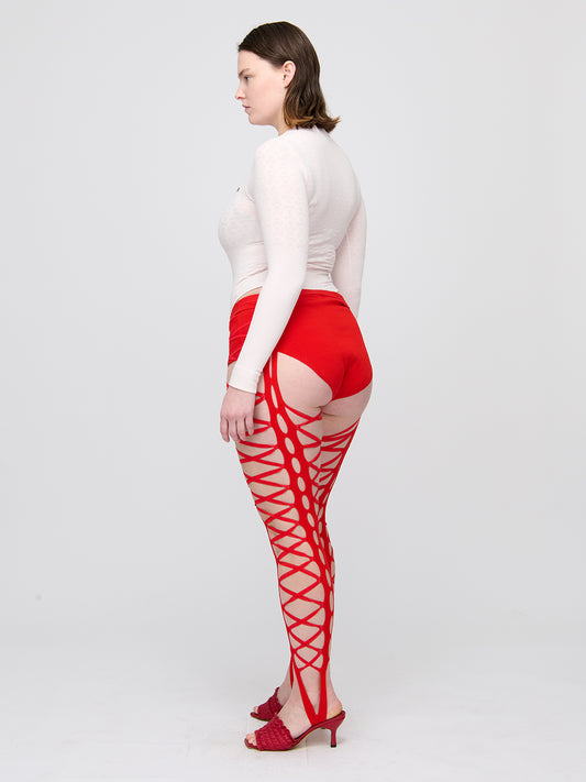 Squiggle Tights Red