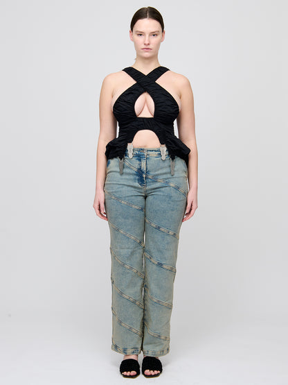 Puff Criss-Cross Apron Top