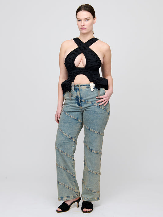 Puff Criss-Cross Apron Top