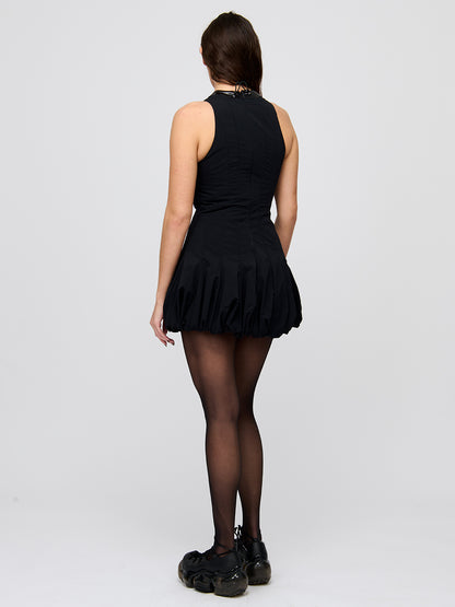 Interlaced Mini Puff Dress
