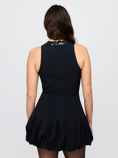 Interlaced Mini Puff Dress