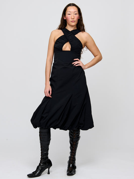 Puff Midi Criss-Cross Dress