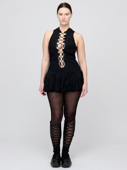 Interlaced Mini Puff Dress
