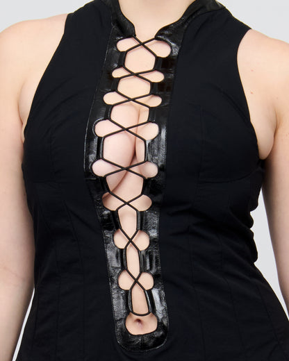 Interlaced Mini Puff Dress