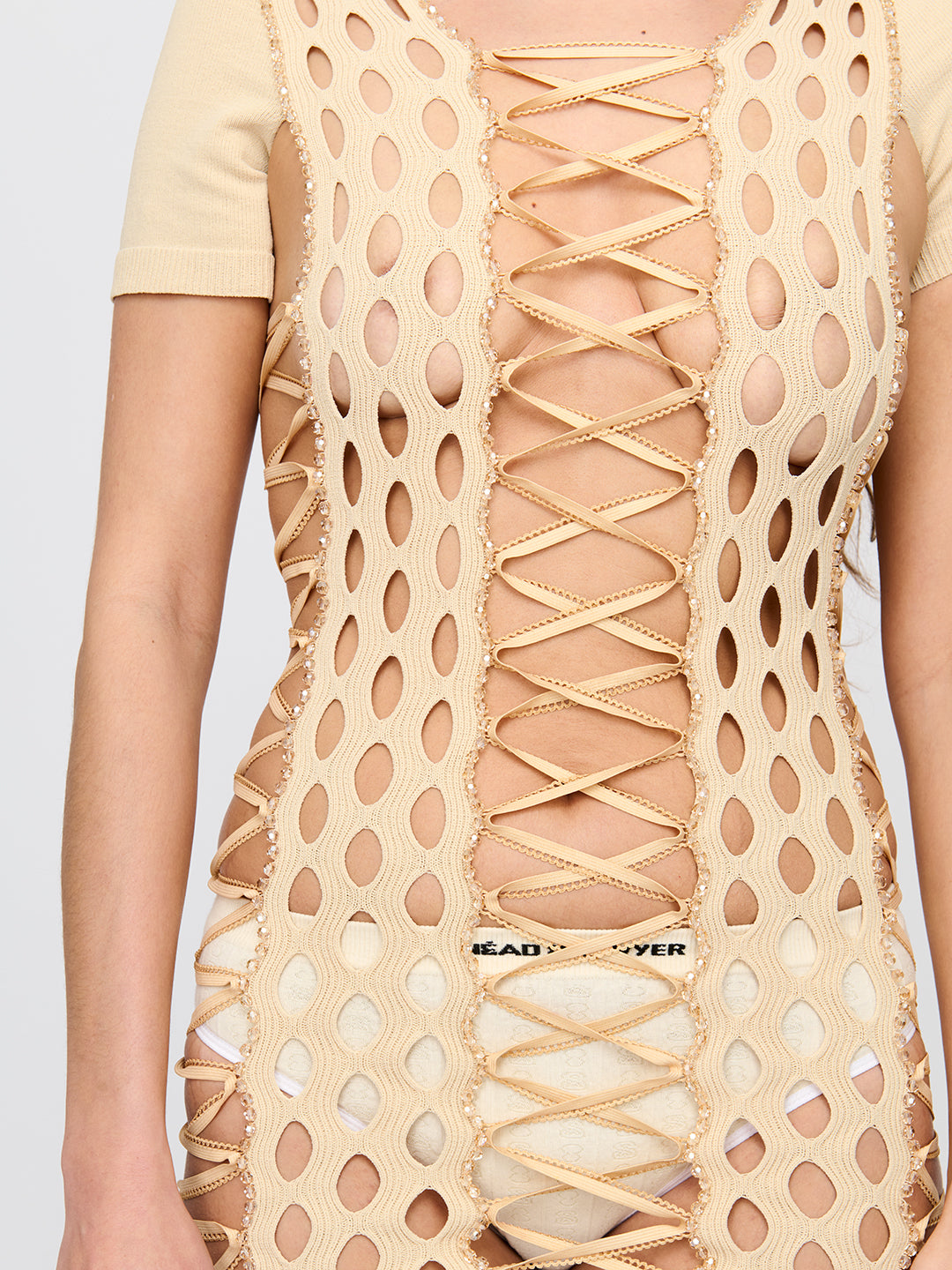 Squiggle Knit Crystal Mini Dress