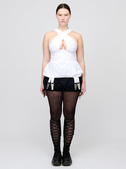 White Puff Criss-Cross Top