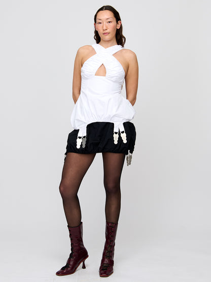 White Puff Criss-Cross Top