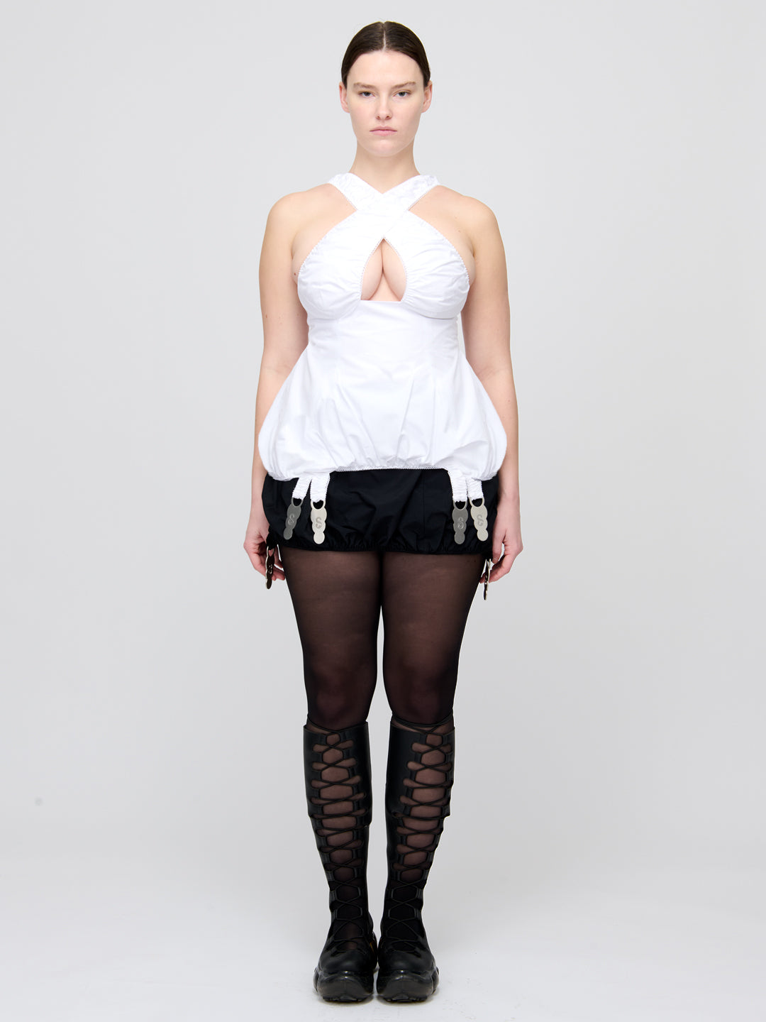 White Puff Criss-Cross Top