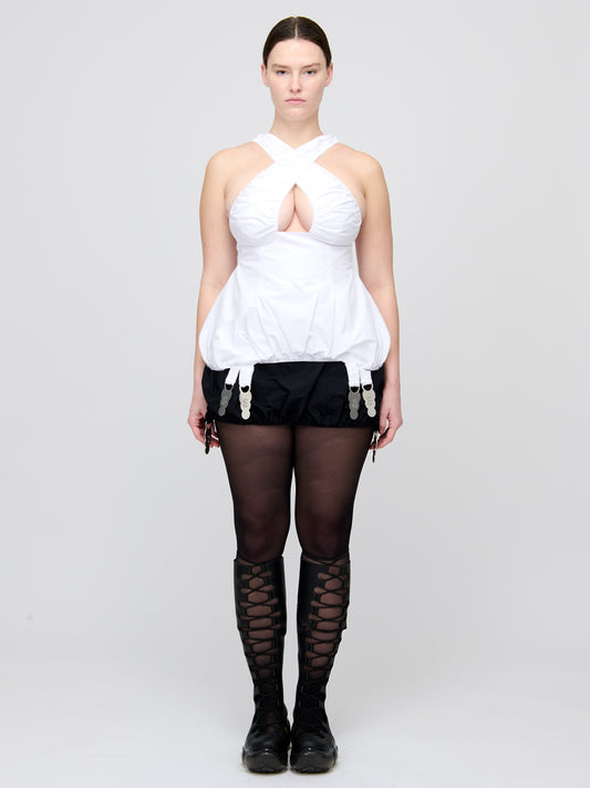 White Puff Criss-Cross Top
